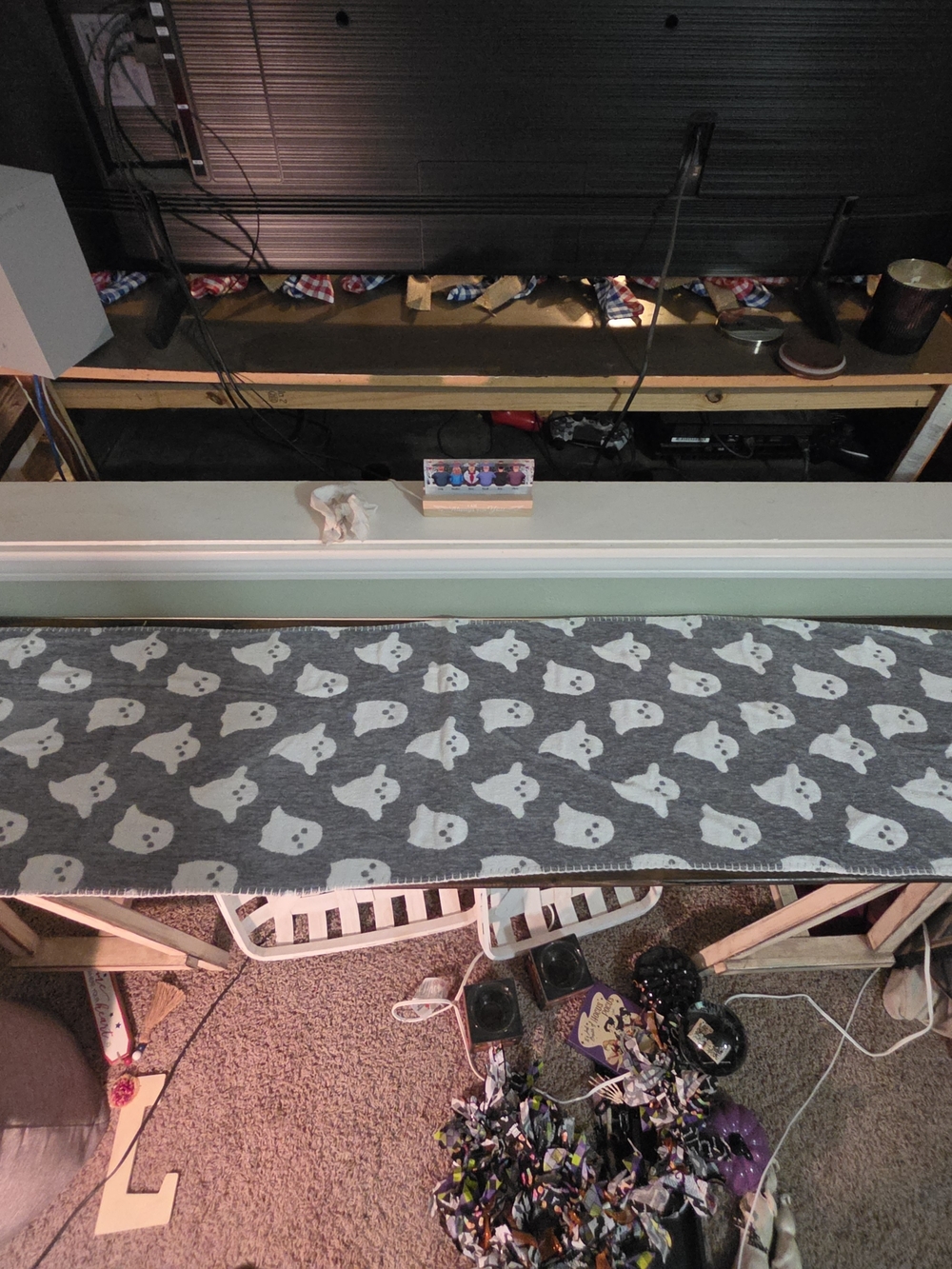 Grey And White Ghost Table Runner